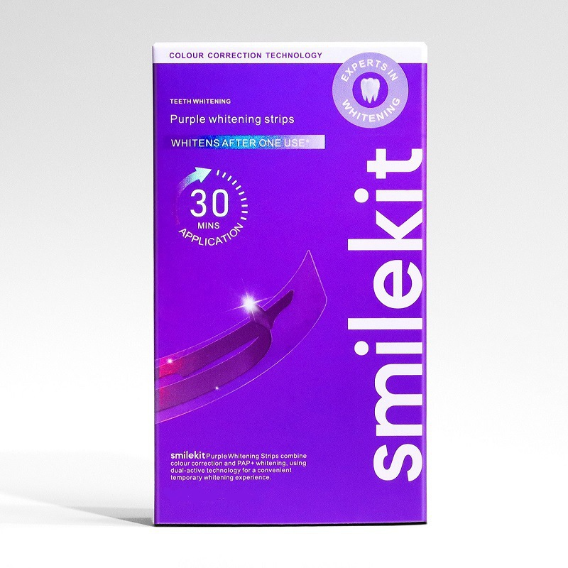 SmileKit V34 Purple Whitening Strips box - studio shot